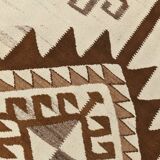 3x12 Vintage Beige & Brown Kilim Runner Rug, 95x373Cm