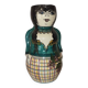 Vintage figurative pitcher in glazed terracotta – Female character