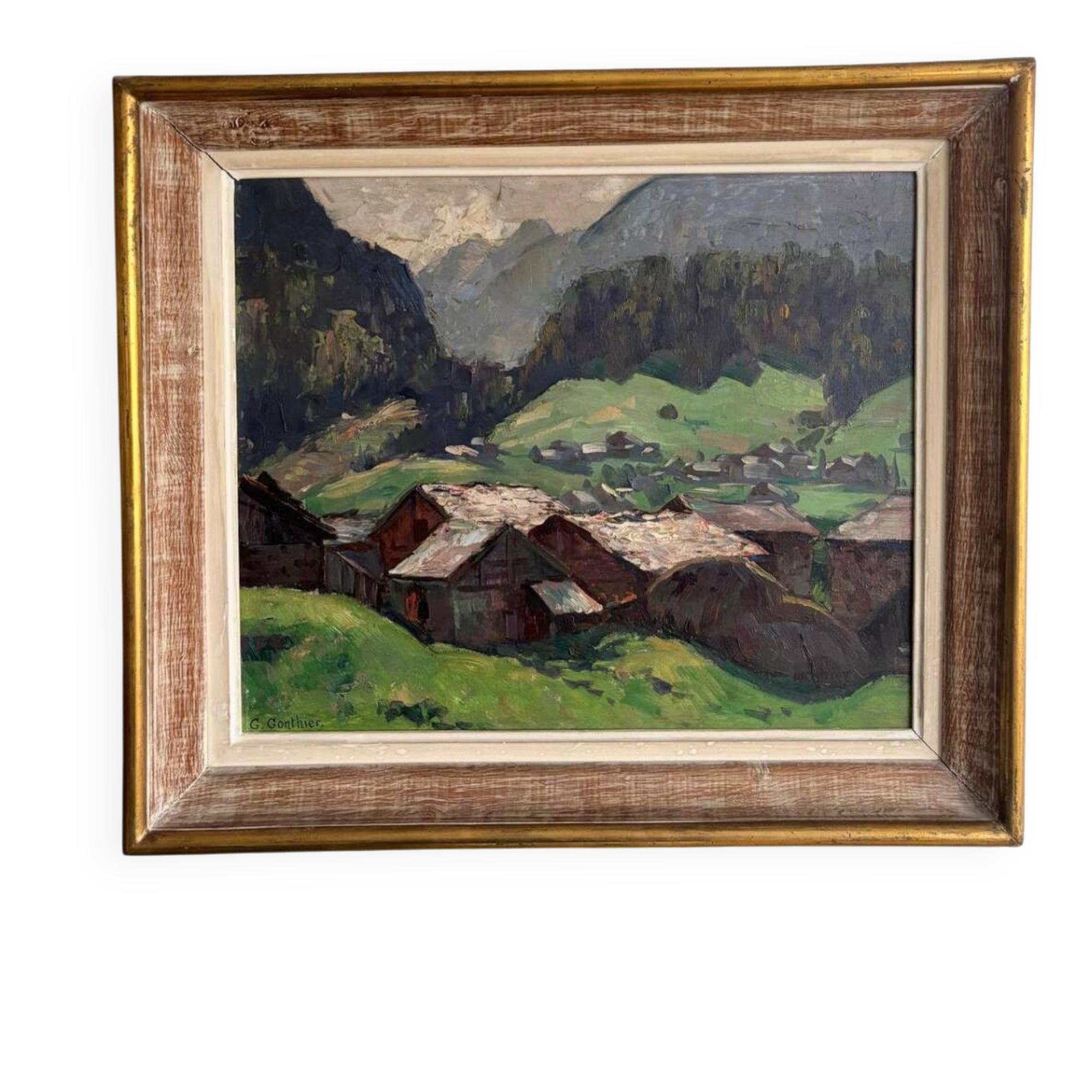 Oil on wood, Village of the Vosges - Georges GONTHIER (1886-1969)