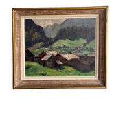 Oil on wood, Village of the Vosges - Georges GONTHIER (1886-1969)