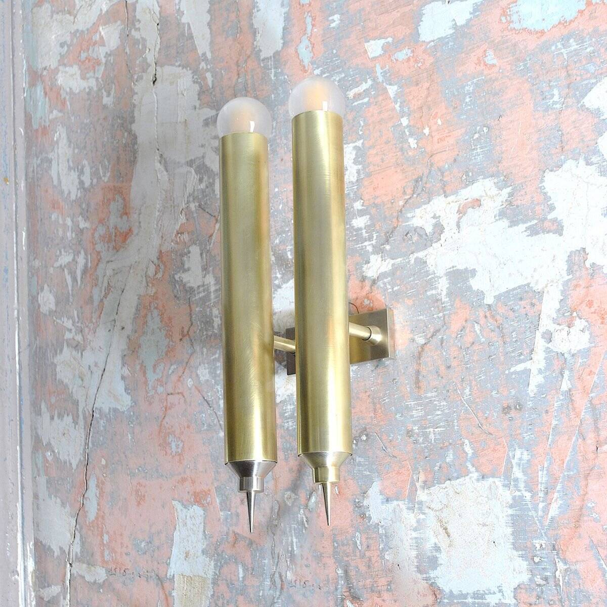 Nickel-plated brass wall lights by Lumière Bologna, 1960s, set of 4.