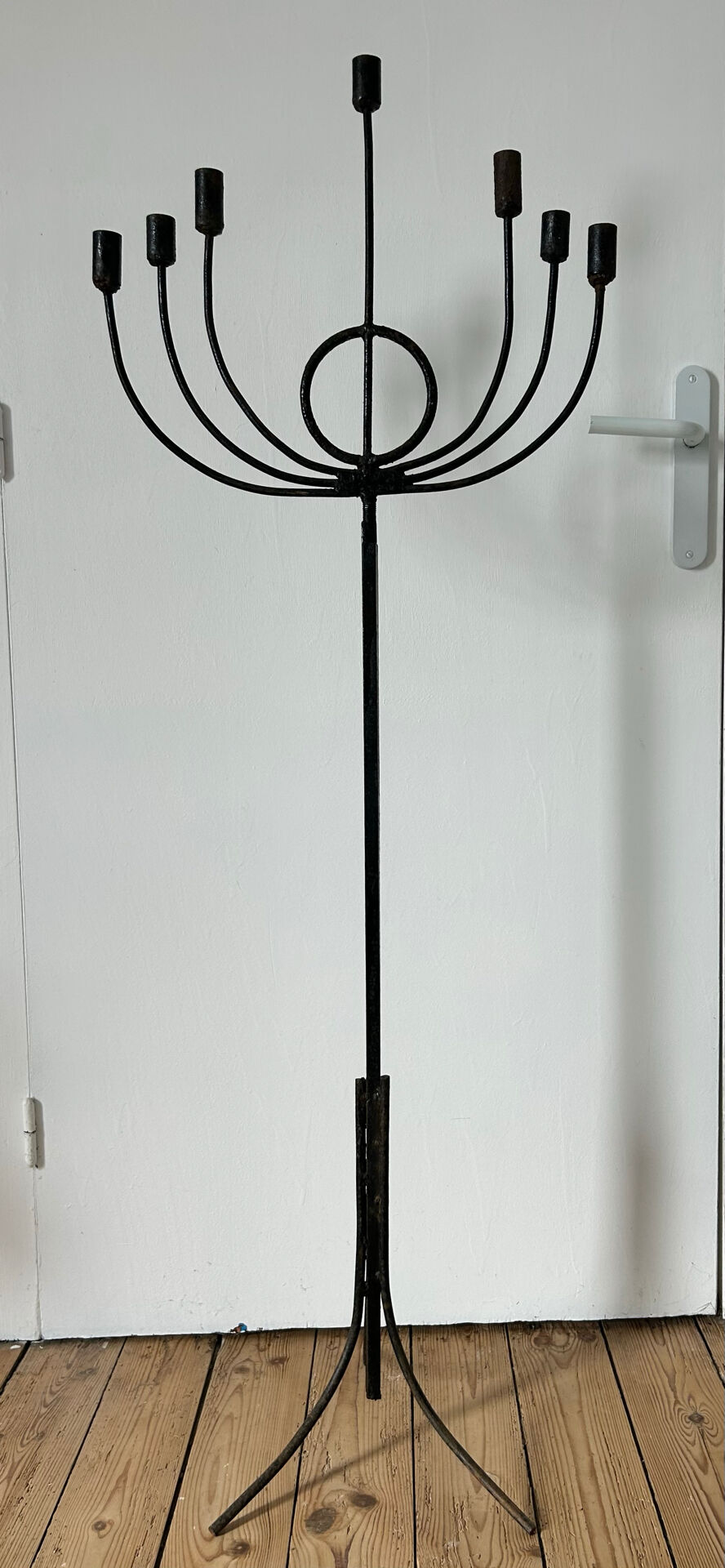 Large brutalist candelabrum in wrought iron