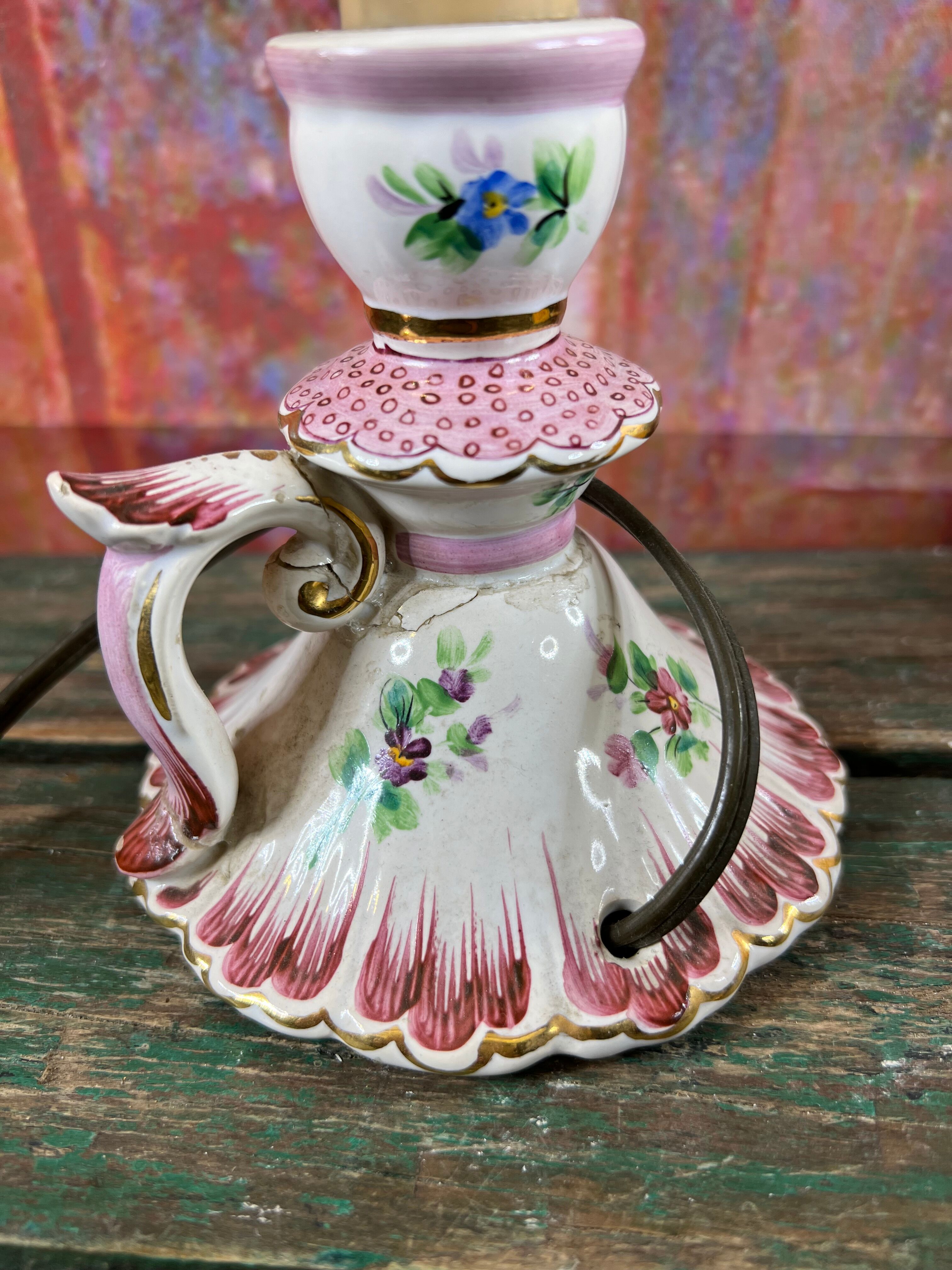 Pink porcelain bedside lamp