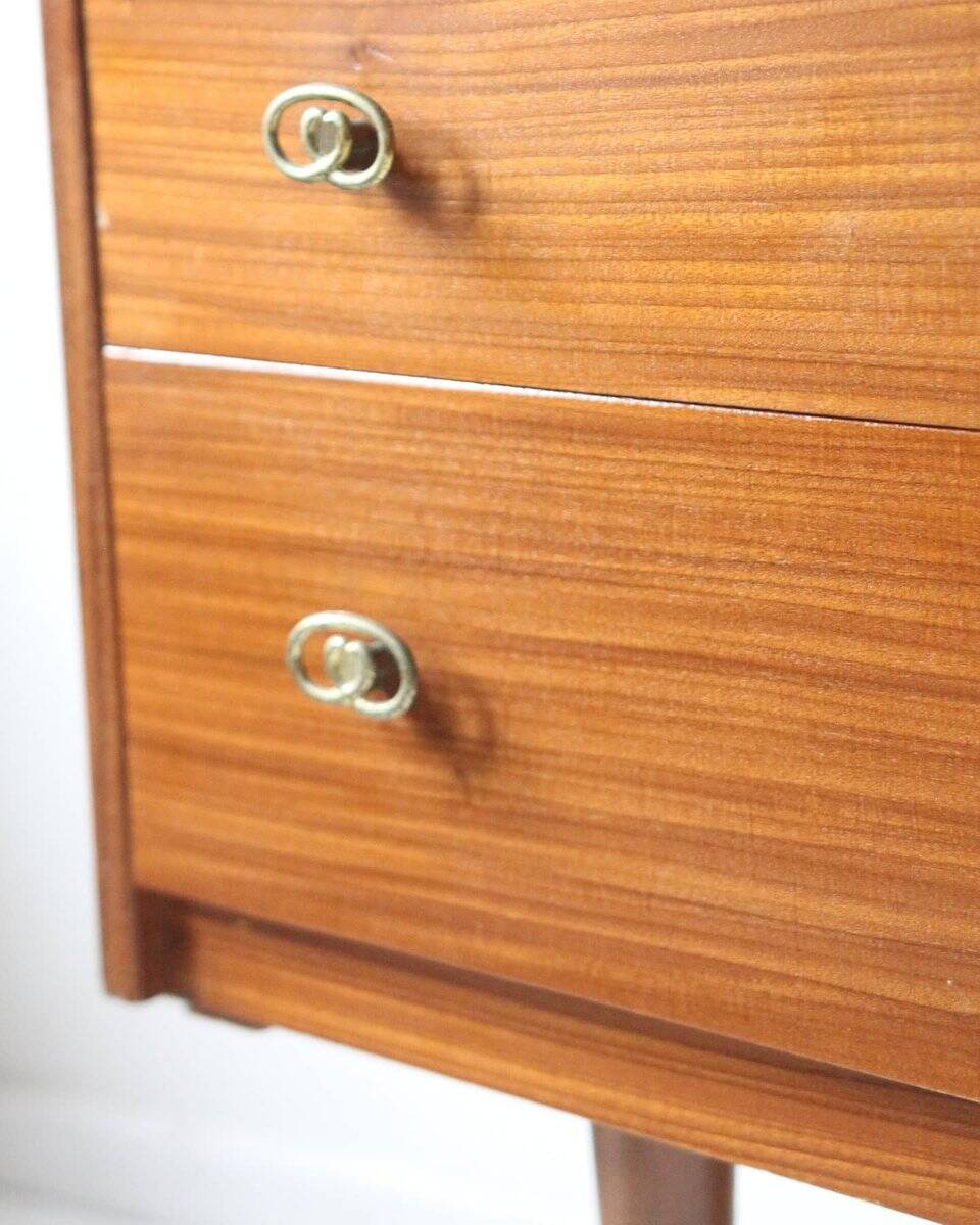 Vintage teak enfilade in brown, 1960s — brass mesh top and Dansette legs.