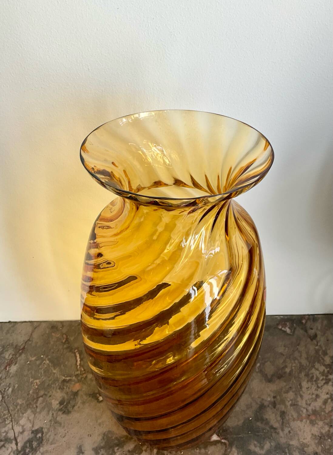Amber blown glass vase