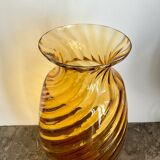 Amber blown glass vase