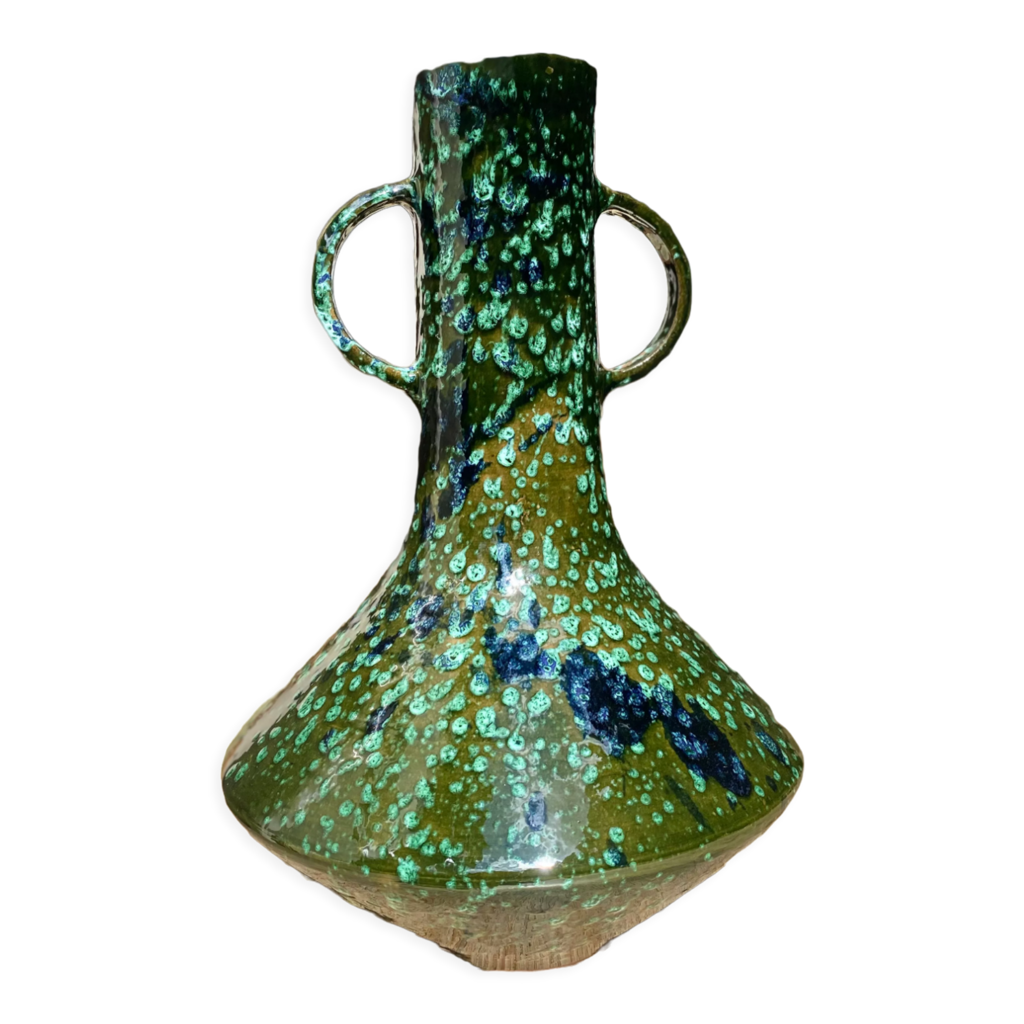 Green and marine terracotta vase