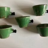 Set of 5 cups in green glazed clay Dieulefit 1960