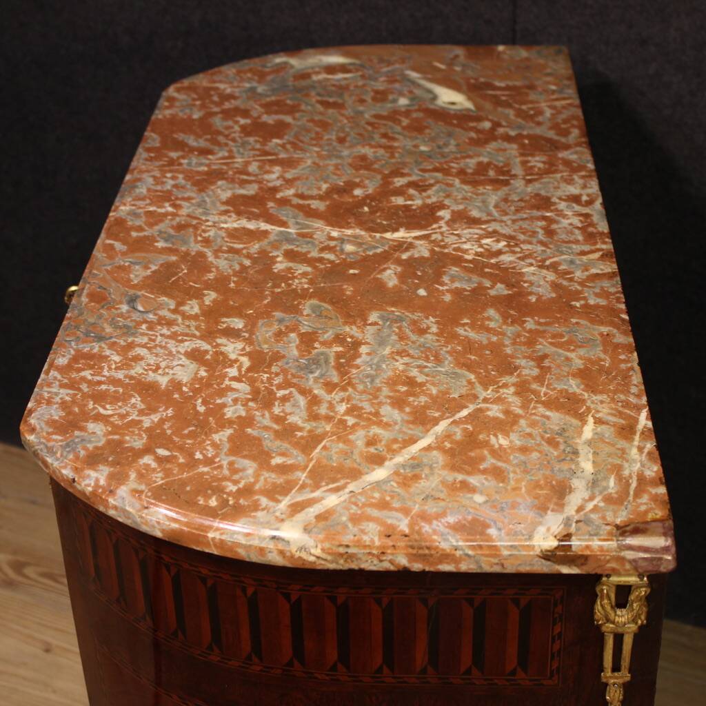 Petite commode française Napoléon III du XIXe siècle avec dessus en marbre