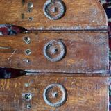 Pair of vintage folding wooden stools from Tyrol mountain