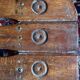 Pair of vintage folding wooden stools from Tyrol mountain