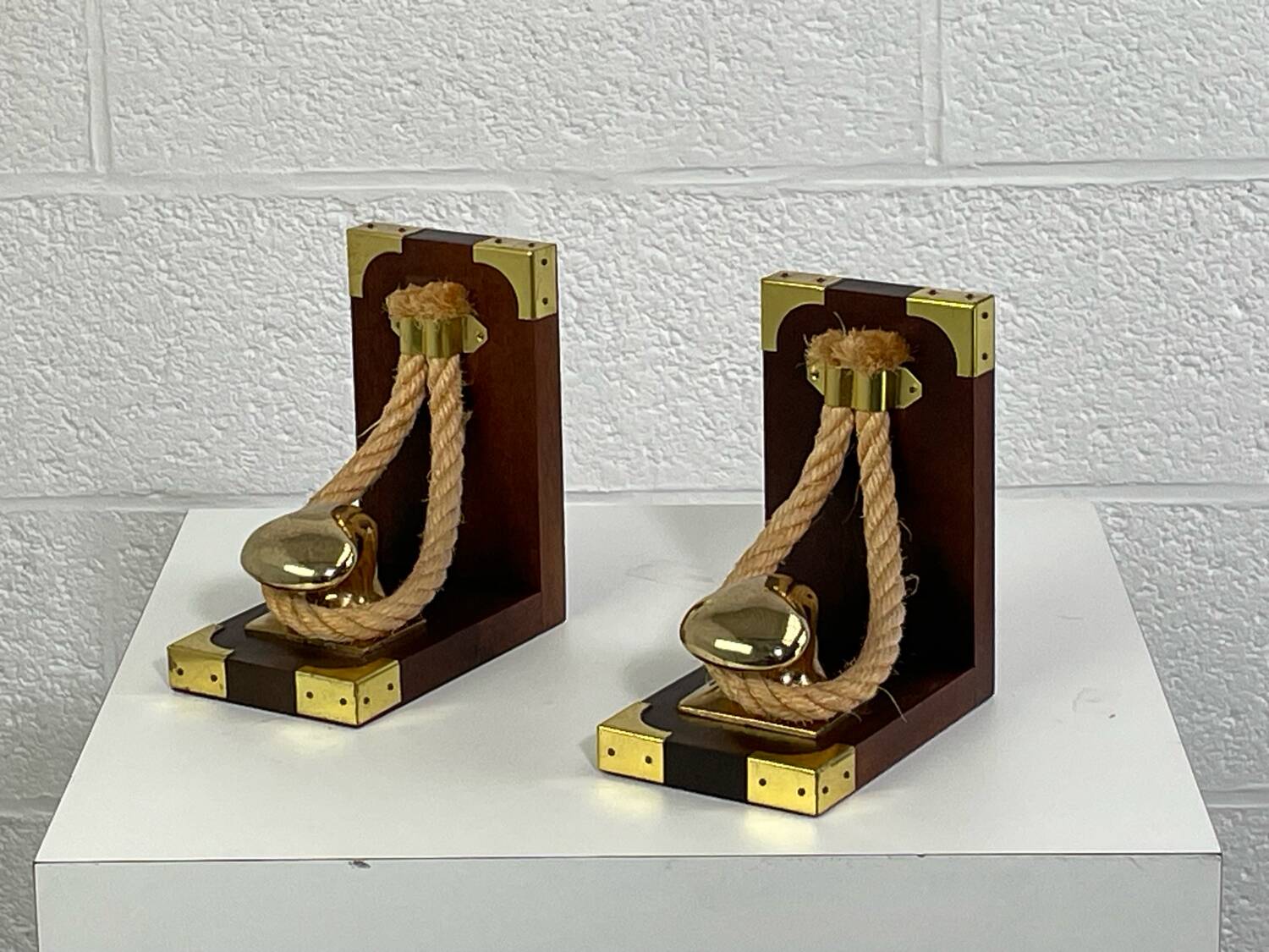 Vintage wood and gold bookend