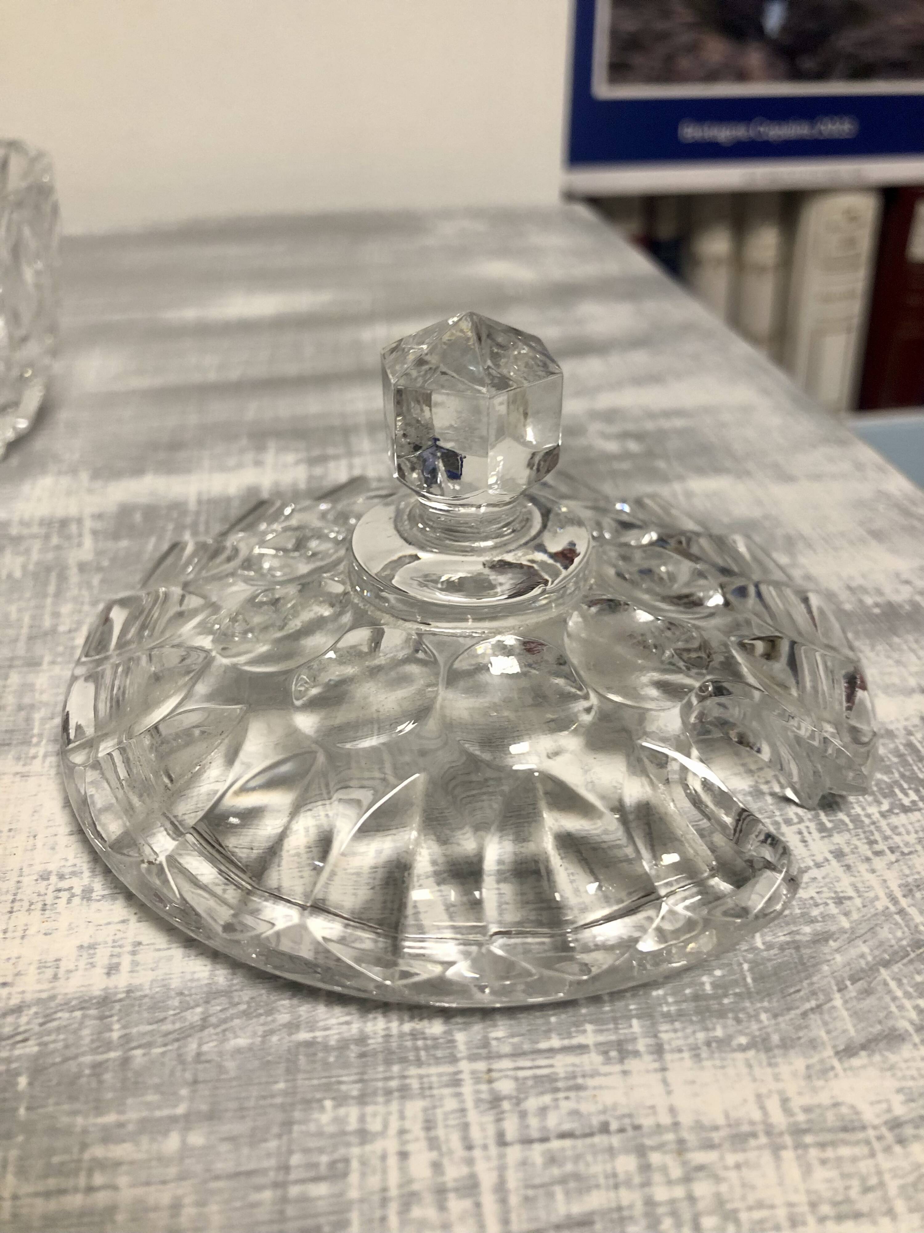 Adorable vintage chiseled glass jam maker