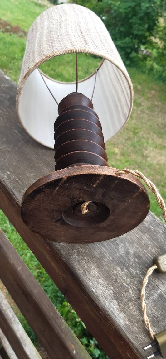 Art Deco turned wood lamp