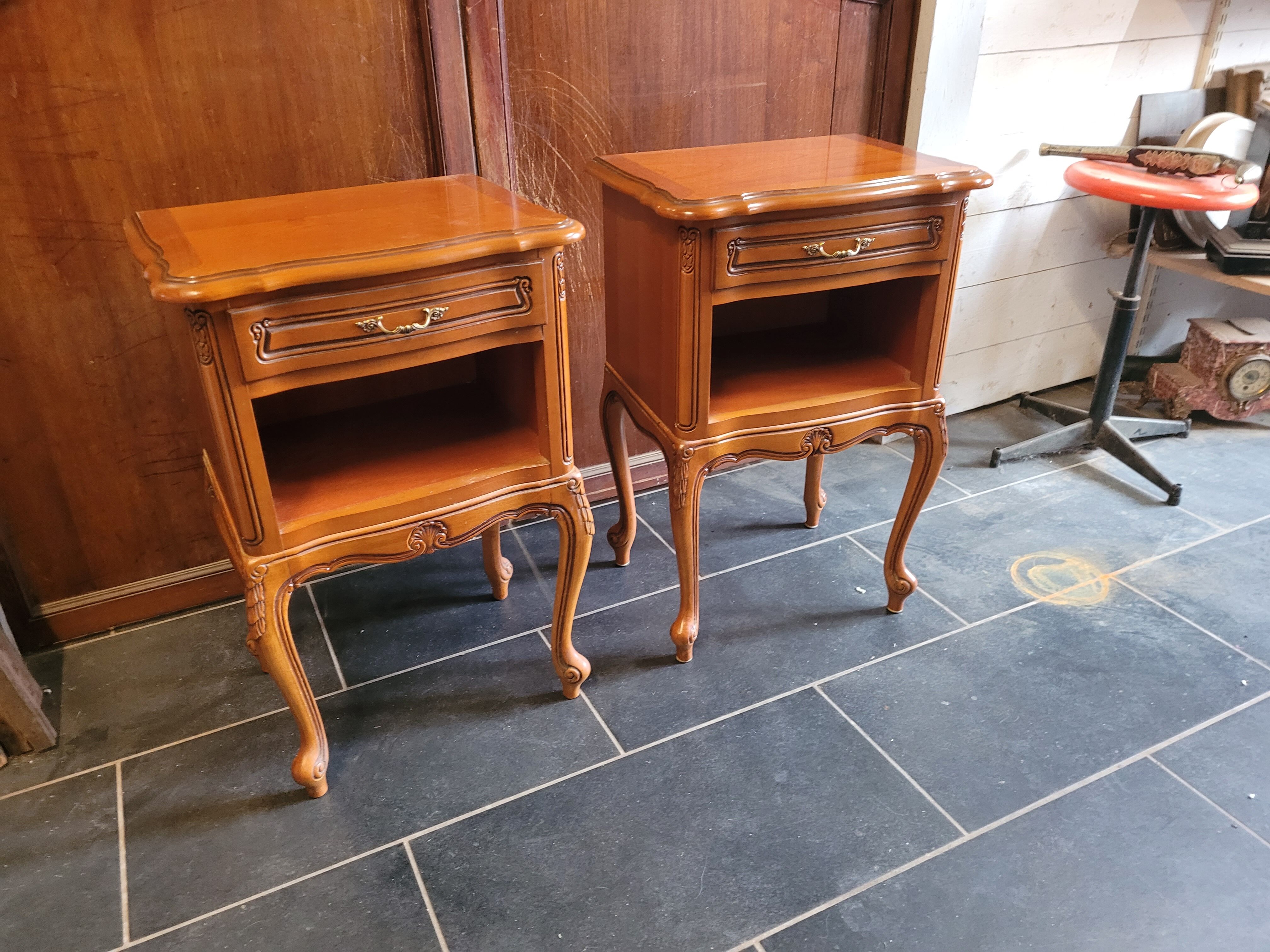 Pair of Louis XV style cherry bedside table
