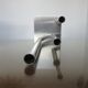 Triple candle holder, modernist, minimalist stainless steel 1970