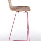 Italian set of 3 bar stools with cane and metal by Cidue, 1980s