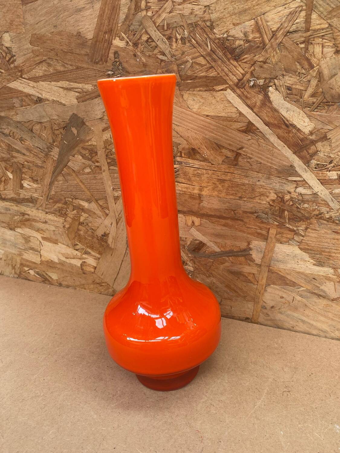 Old vase soliflore murano multilayer glass orange & white vintage