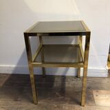 Small 2-Level Side Table in Brass and Glass, 1970s