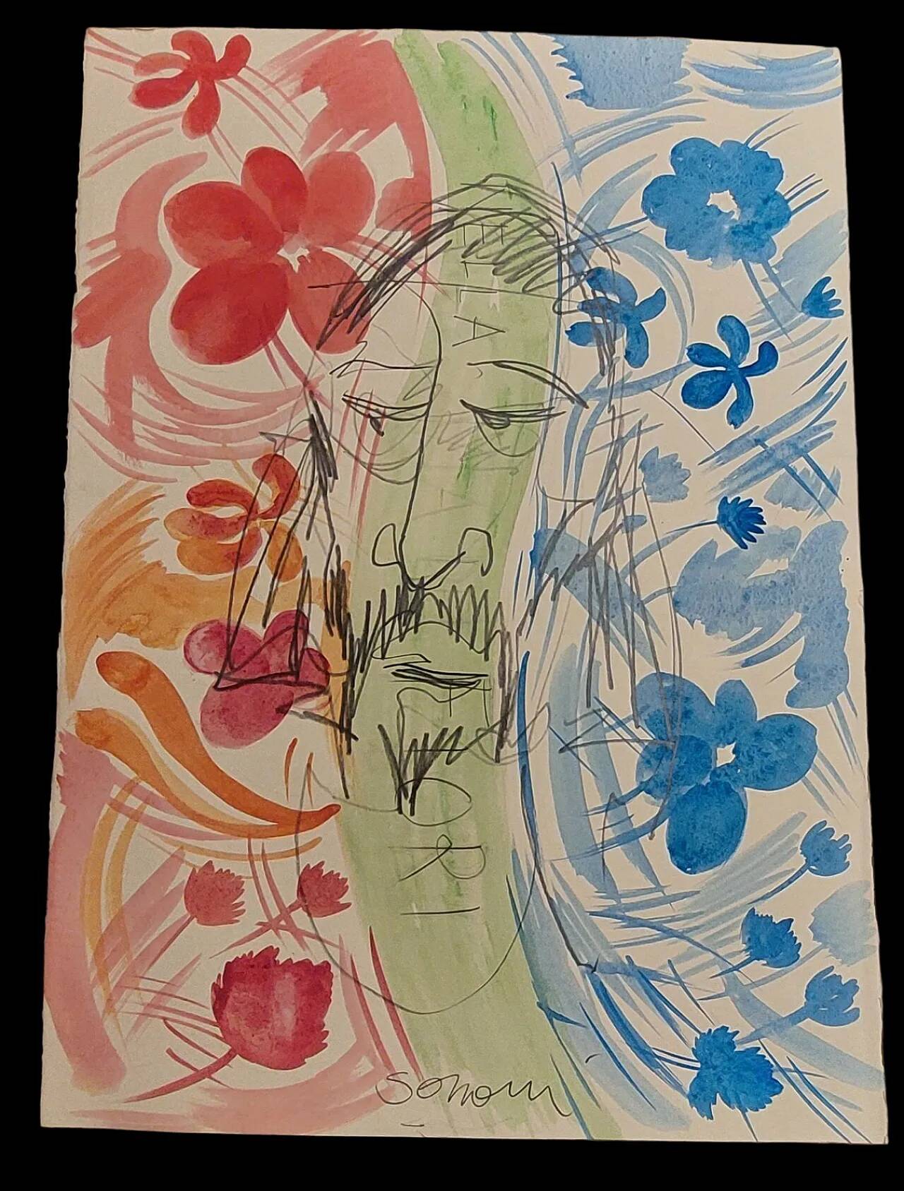 Watercolor by Pietro Soriani, pencil on paper, 2000s