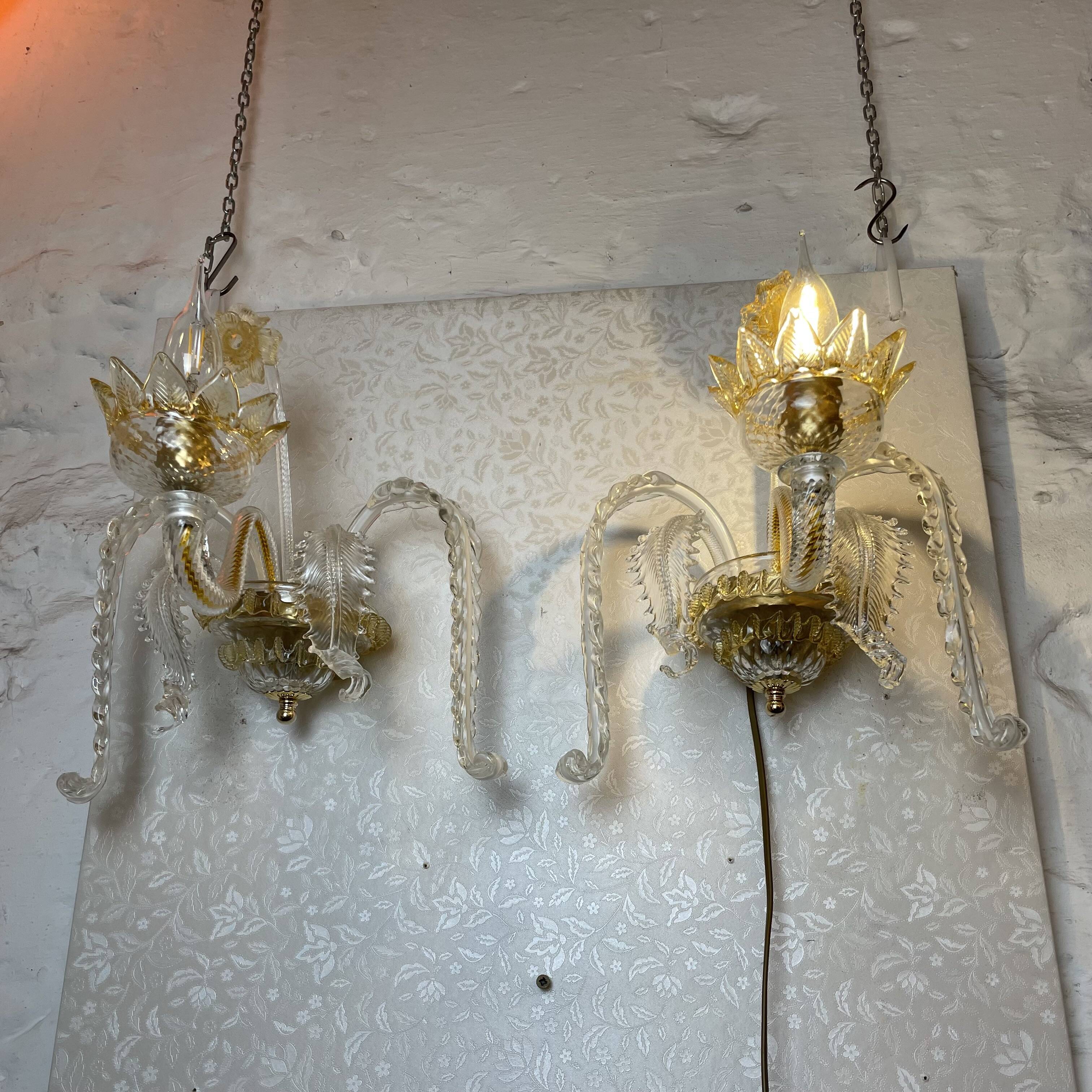 Pair of Murano Sconces in the style of Barovier & Toso, 1980s