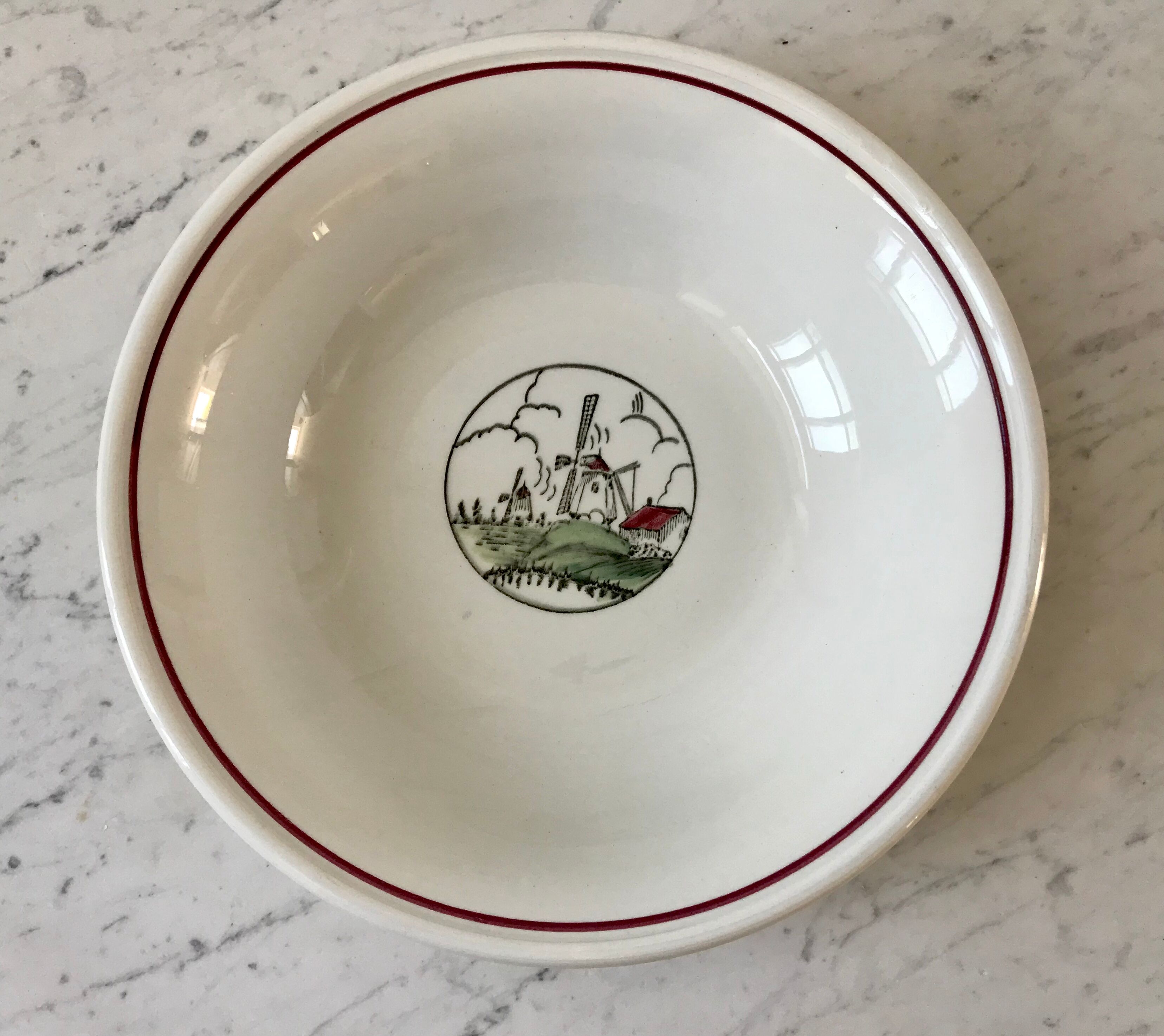 Plat creux Saint-Amand Céranord motif moulins années 60