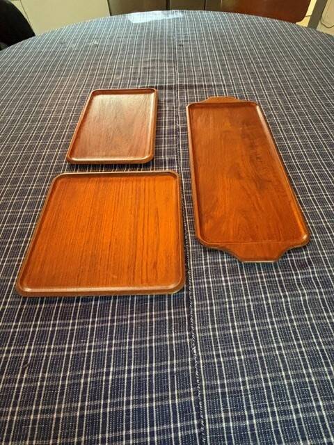 3 teak trays by Karl Holmberg - Sweden 1950s/60s