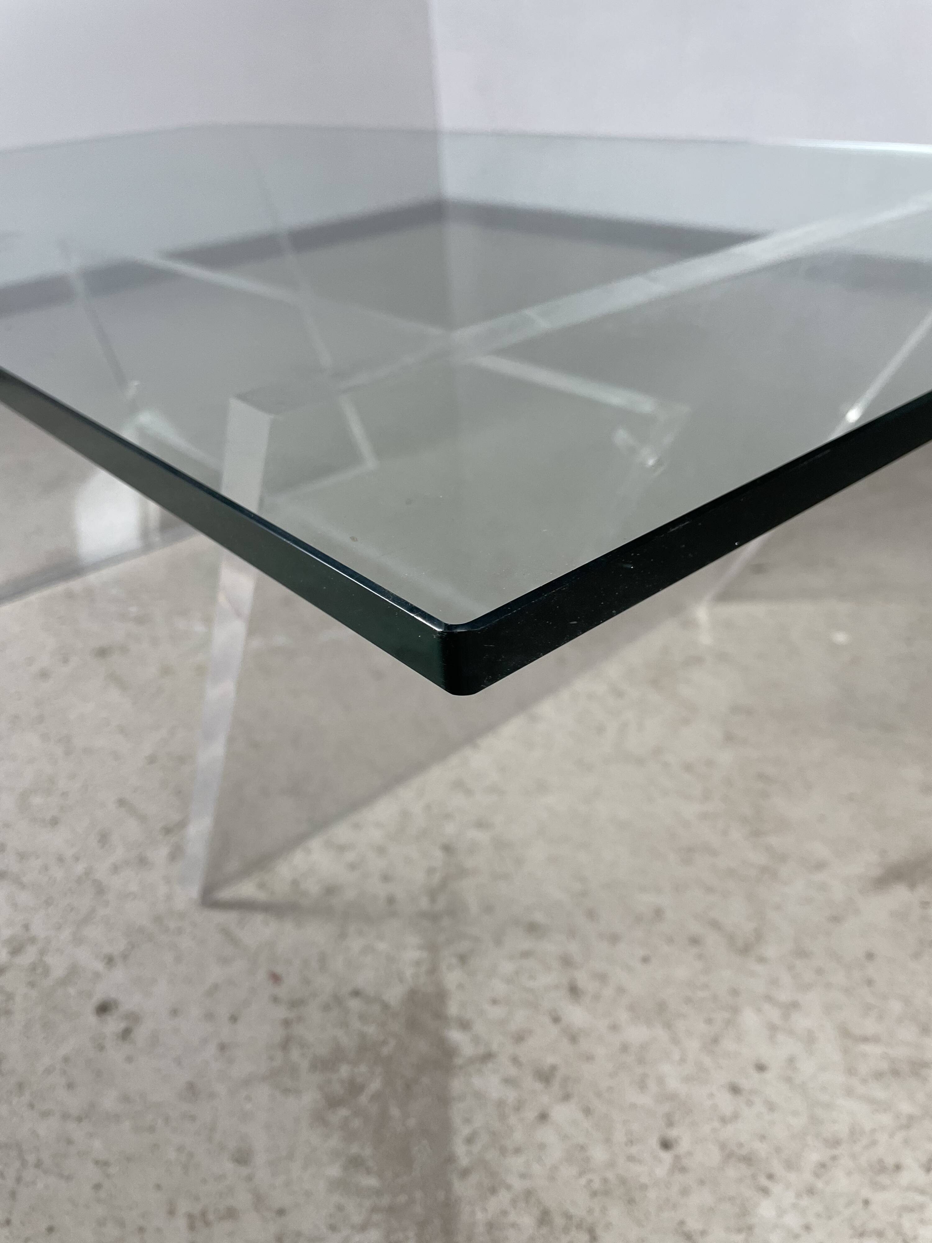 1970s plexiglass coffee table