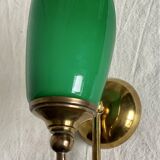 Vintage 1980 green opaline and brass wall light.