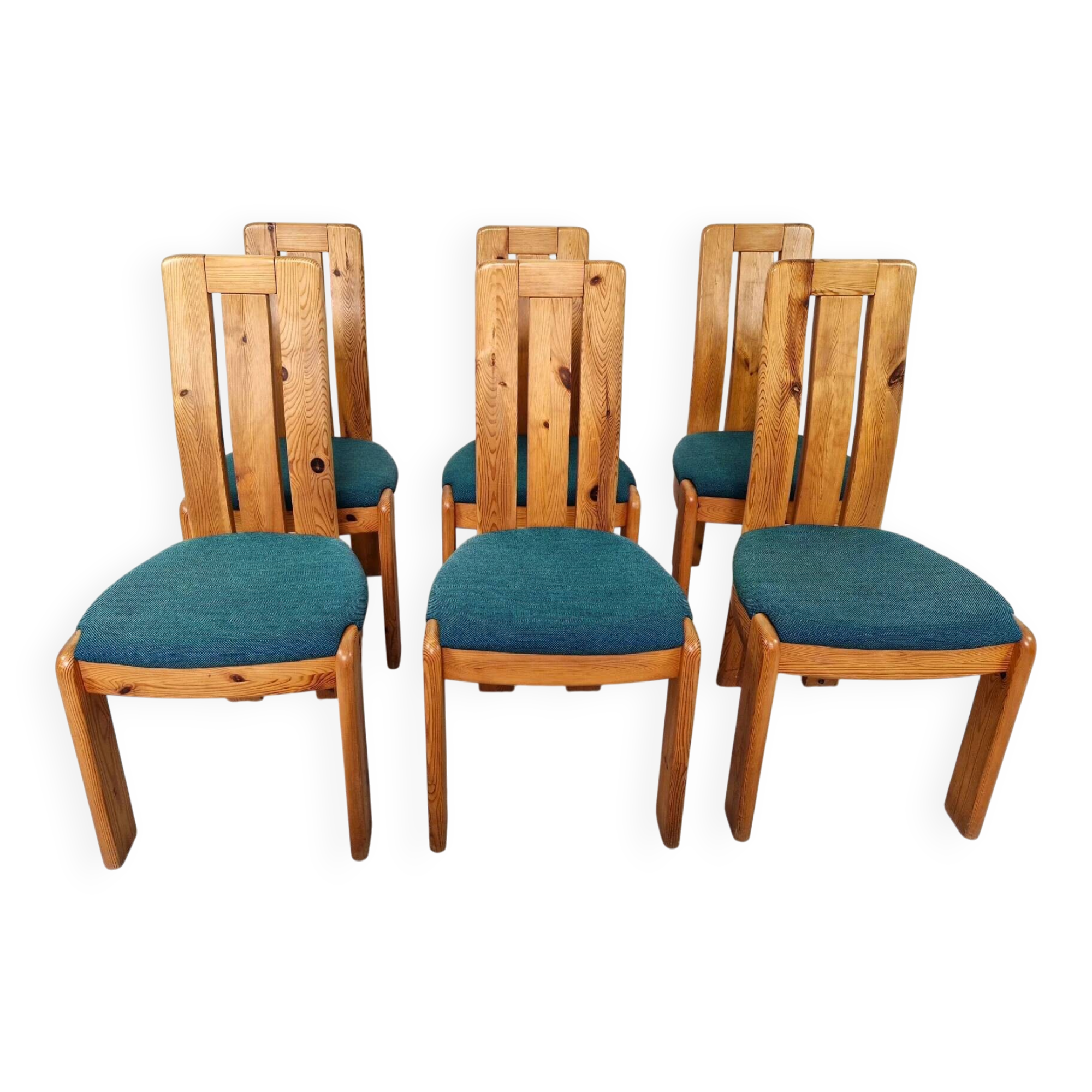 Set of 6 Danish pine dining chairs, 1970s