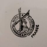 Old Earthenware Dinner Plates Hamage and Moulin des Loups White and Vintage Golden Fillet