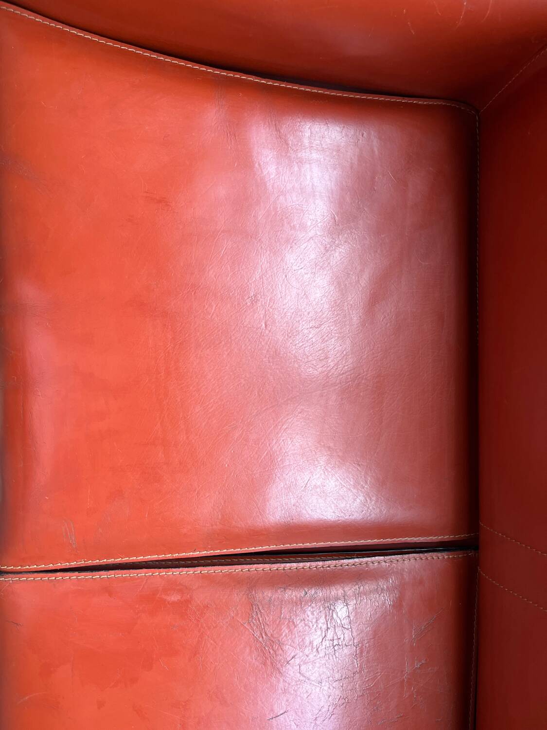 Cognac CAB Cassina 2-seater leather sofa