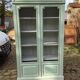 Screened and painted library Louis XVI style green celadon