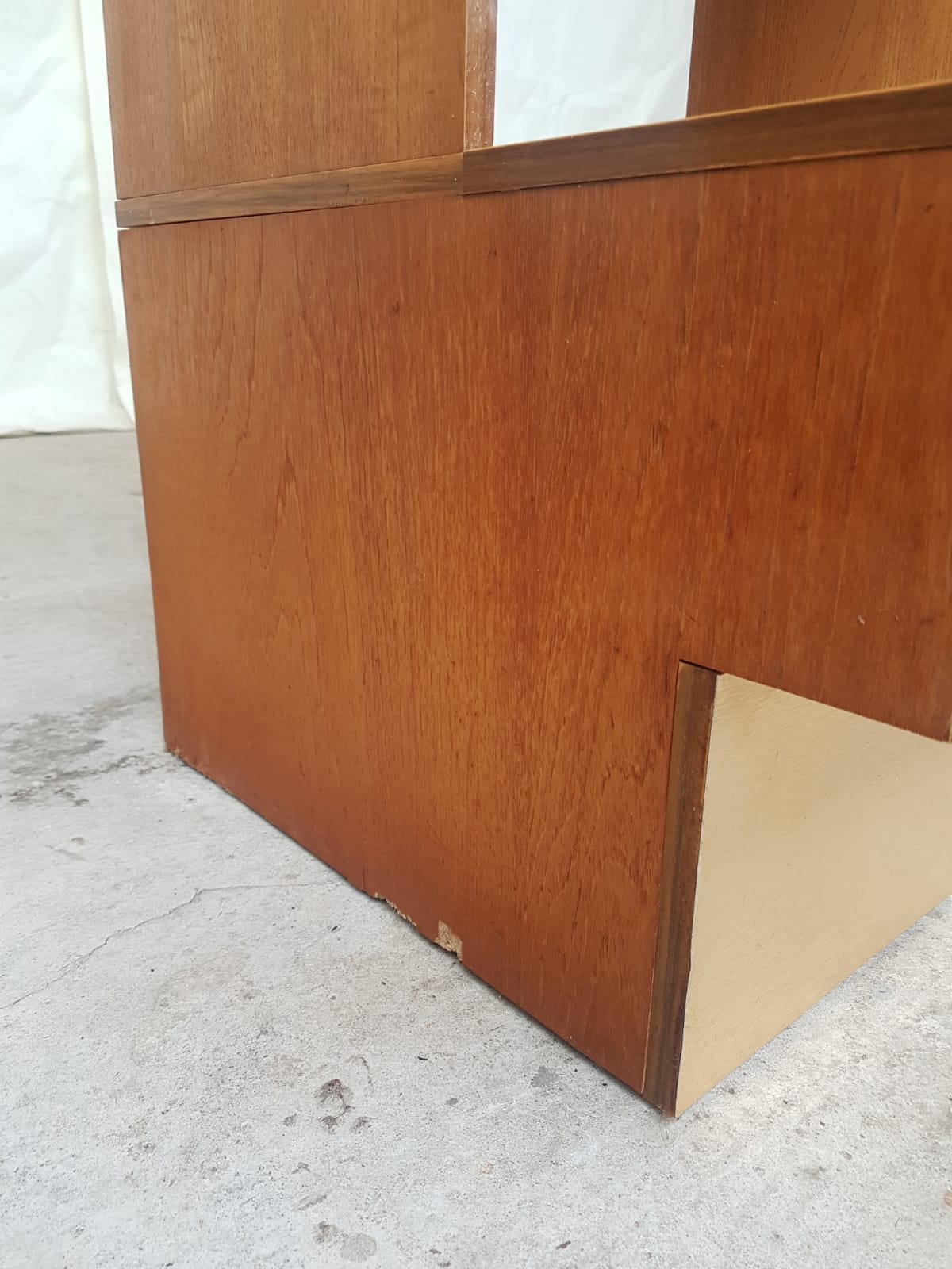 Vintage mid century library in teak used as wall unit shelf, room divider, media store