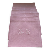 Set of 6 embroidered damask linen napkins
