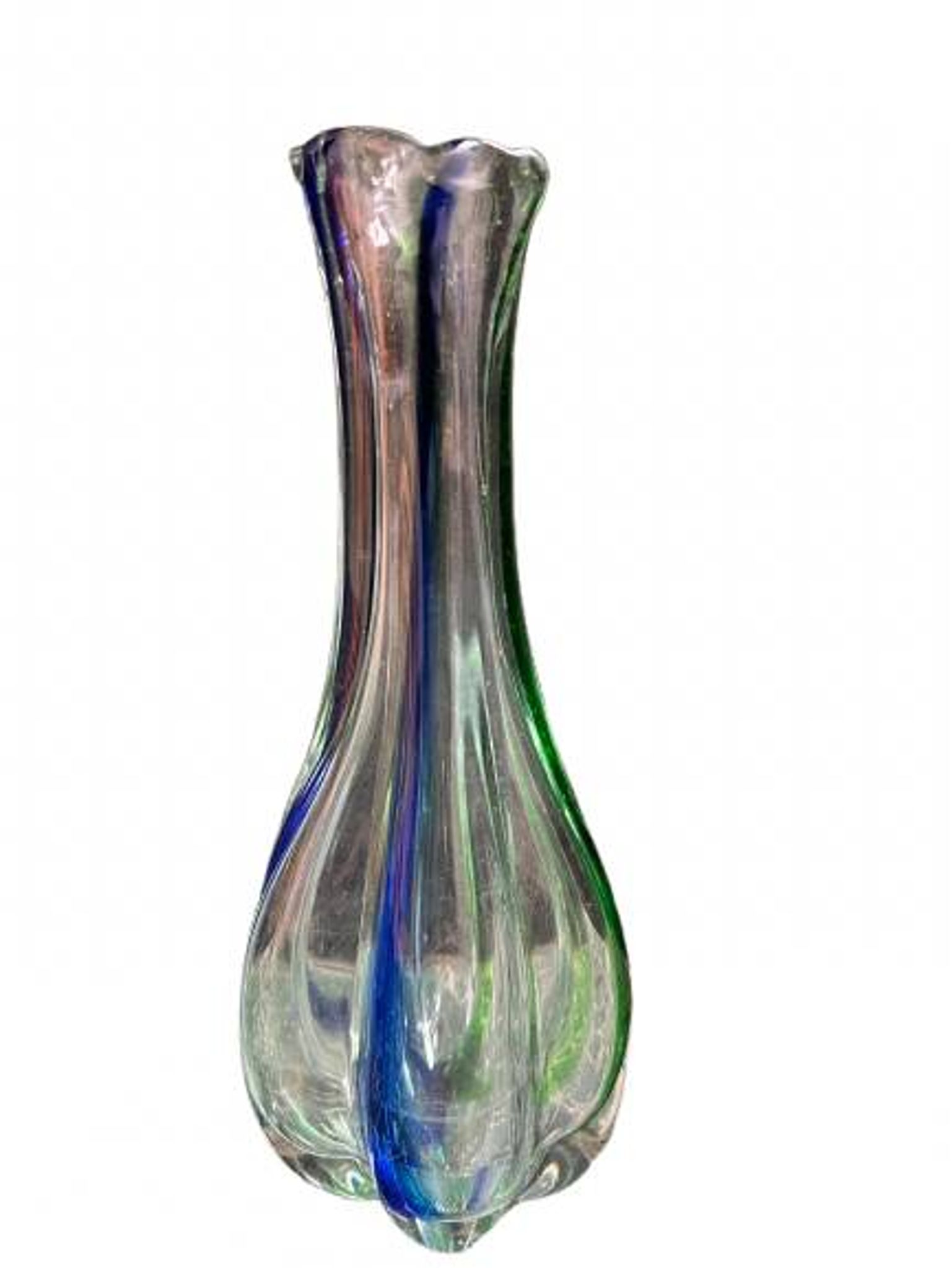 Pair of gourd-shaped glass vases with swirling decoration