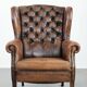 Unique large sheepskin Chesterfield wingback armchair in English style