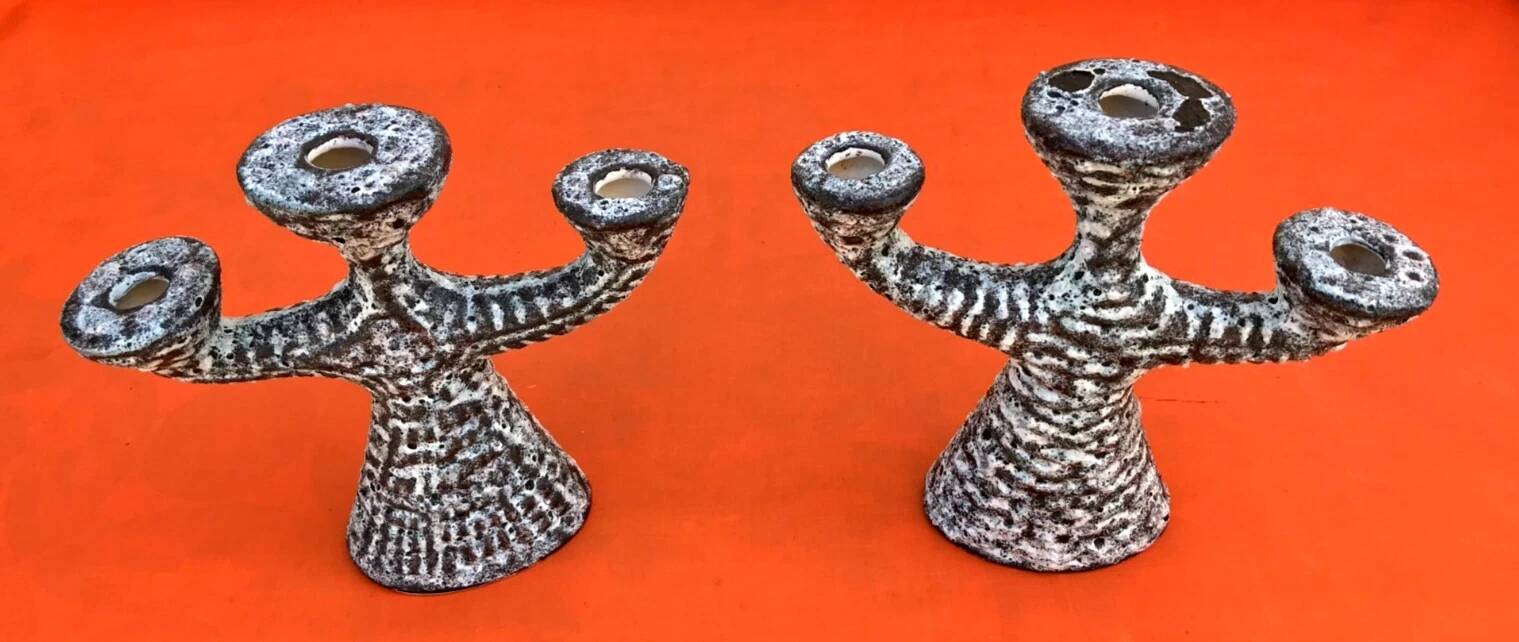 1960s Pair of Ceramic Candlesticks