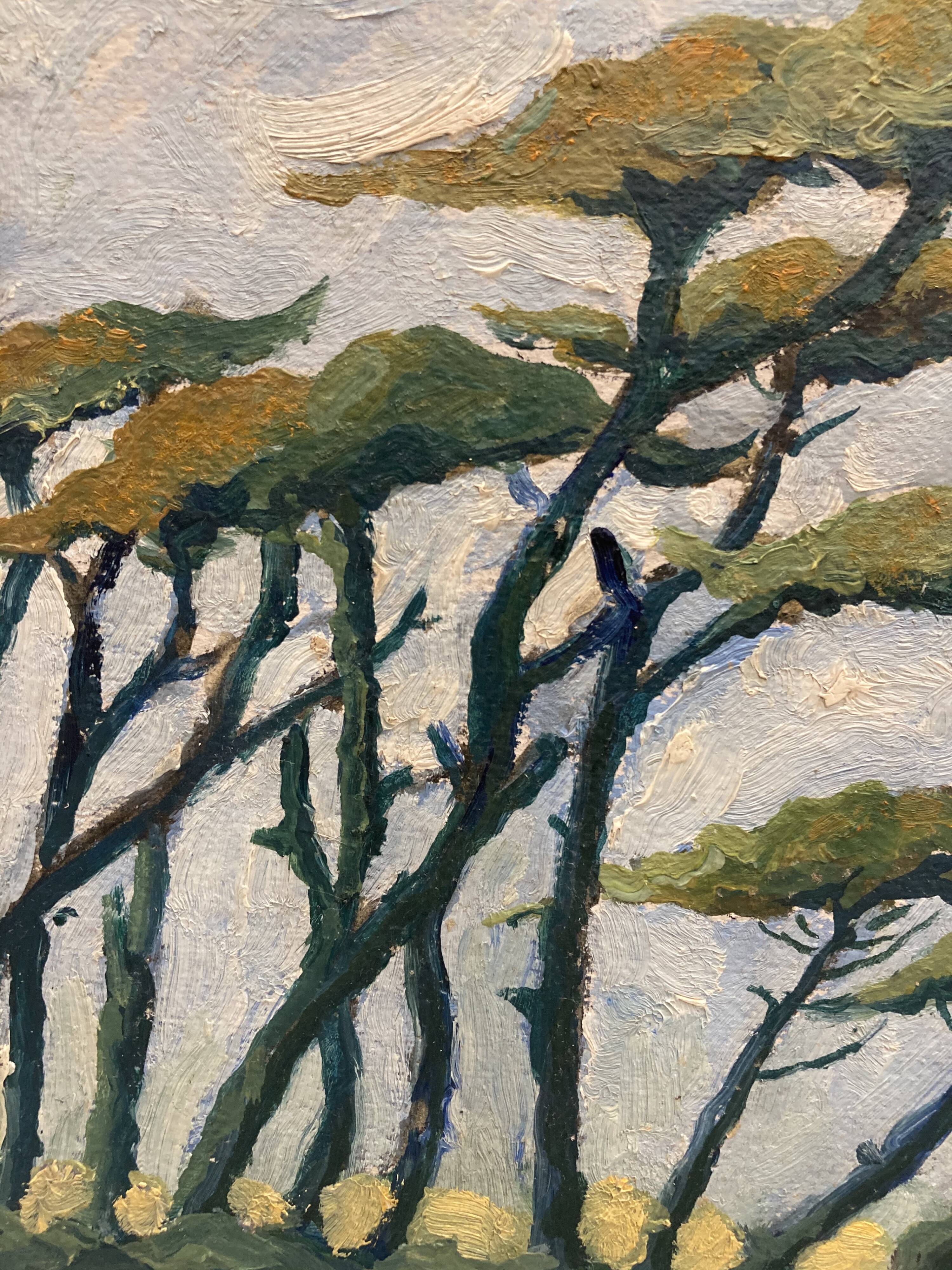 Pine painting and vintage river