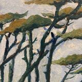 Pine painting and vintage river