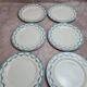 Set of 12 antique Salins "Petit Trianon" blue ironstone dinner plates.