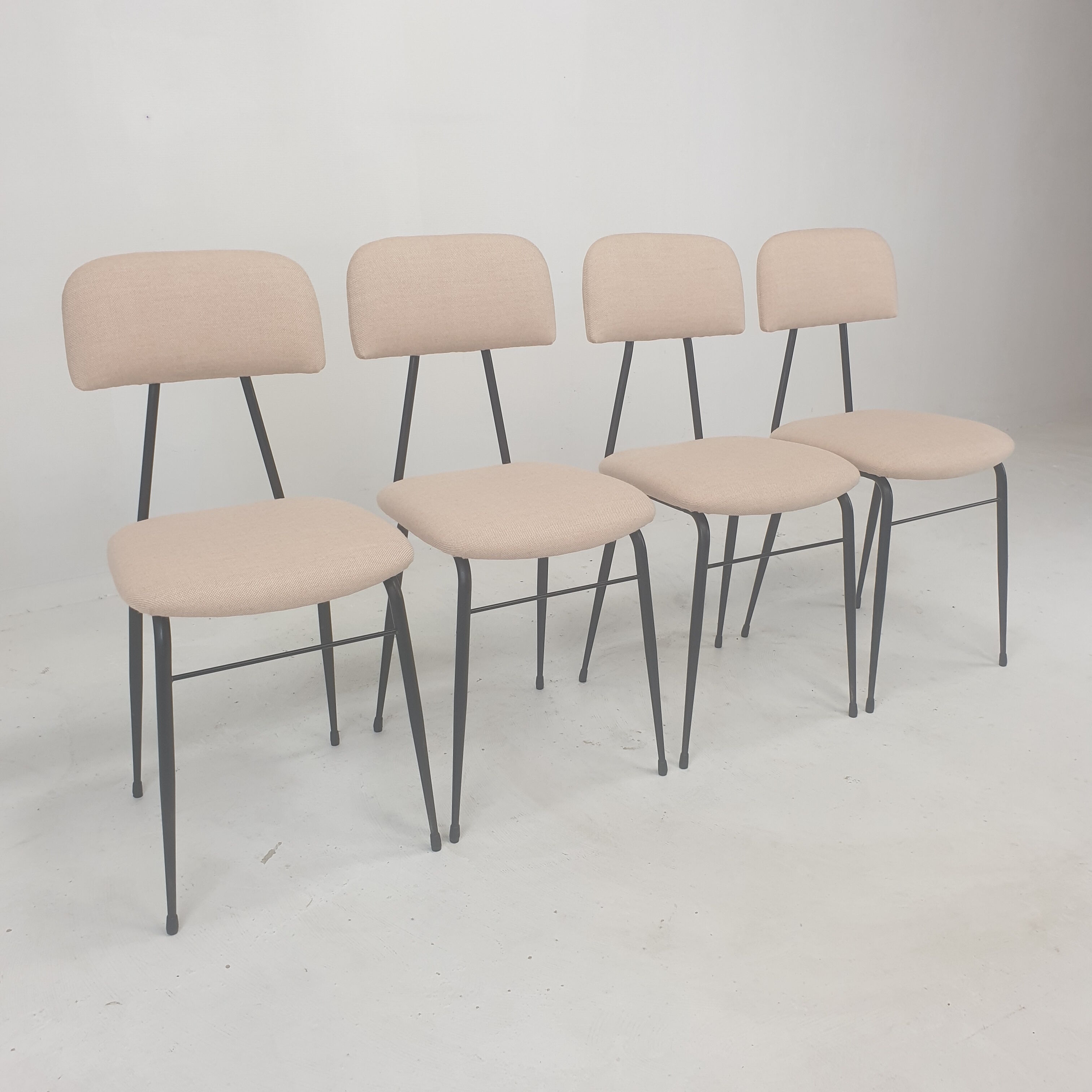 Set of 4 Italian Metal Dining Chairs, 1960's