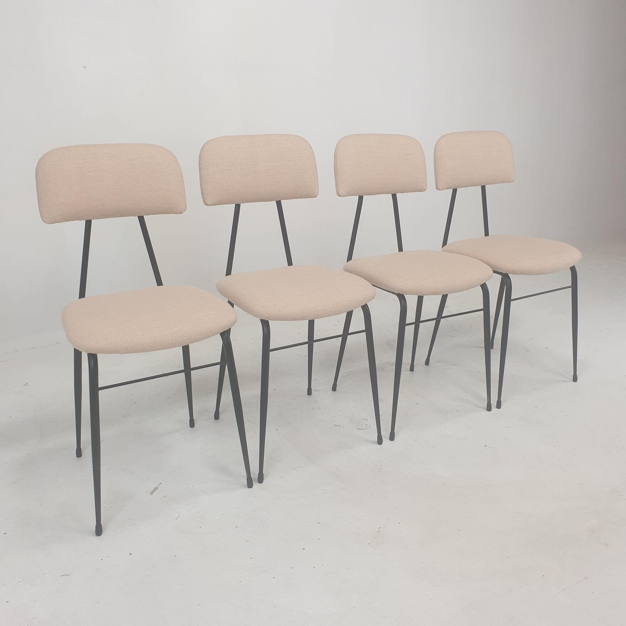 Set of 4 Italian Metal Dining Chairs, 1960's