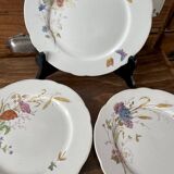 Lot de 3 assiettes plates anciennes Longchamp en terre de fer