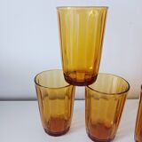 Lot de 4 verres à eau en verre ambré
