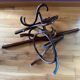 Free-standing coat rack in curved wood, parrot style Baumann or T.