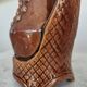 Vintage Amphora Vase: Large Brown Glazed Pottery with Grape Motif