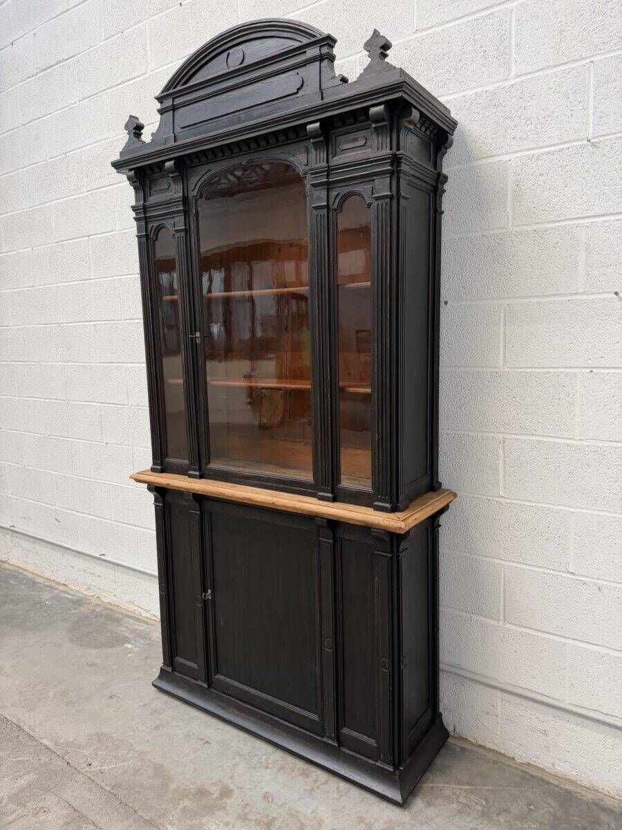 19th-century shop display cabinet in solid oak