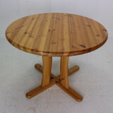 Round Solid Pinewood Dinning Table, 1970's Denmark