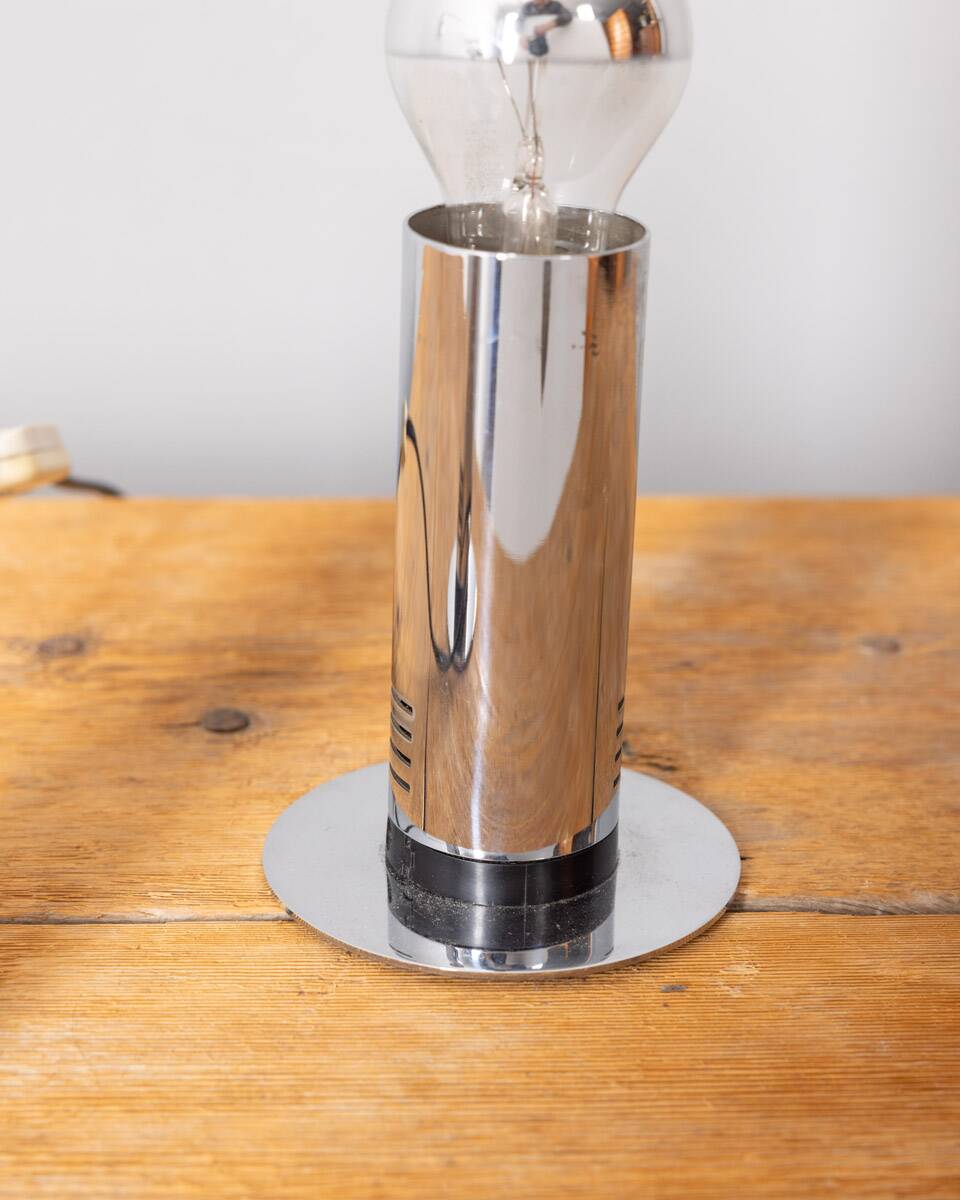 Pair of vintage 70s table lamps in chromed steel design targetti